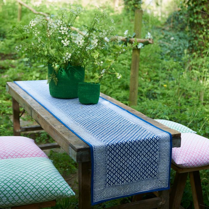 Block Printed Table Runner And Cushions