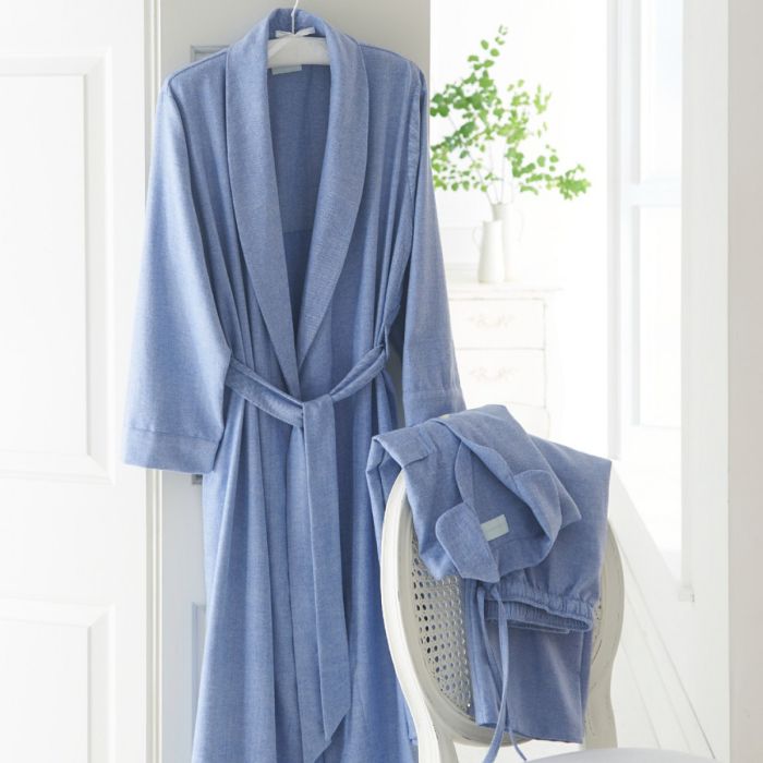 Women's Blue Brushed Cotton Nightwear 