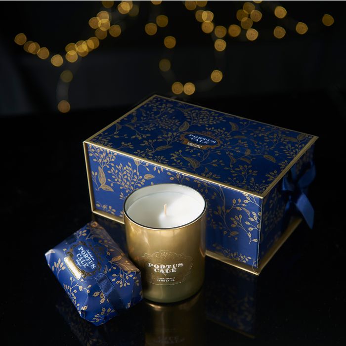 Portus Cale Festive Blue Soap And Candle Gift Set