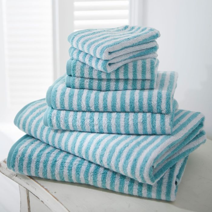 Striped Bathroom Towels Sea Green 