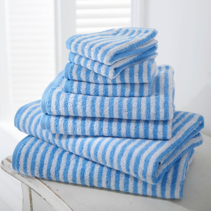 Striped Bathroom Towels Sky