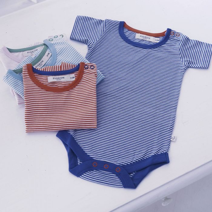 Organic Summer Romper Fine Stripe