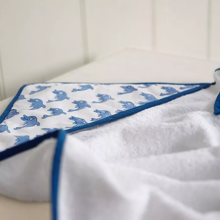 Blue dolphin hooded towel