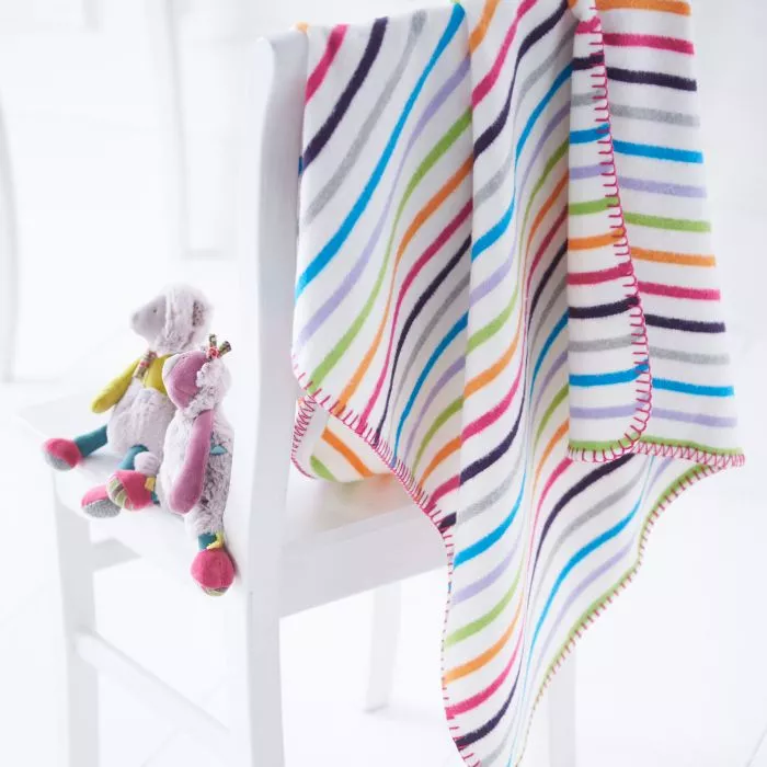 Multi Coloured Stripey Baby Blanket