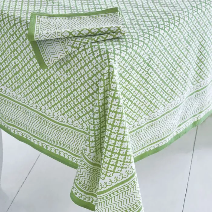 Block Printed Tablecloth Design 11 Green