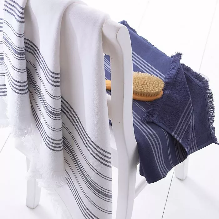 Navy &amp; White Hamam Towels