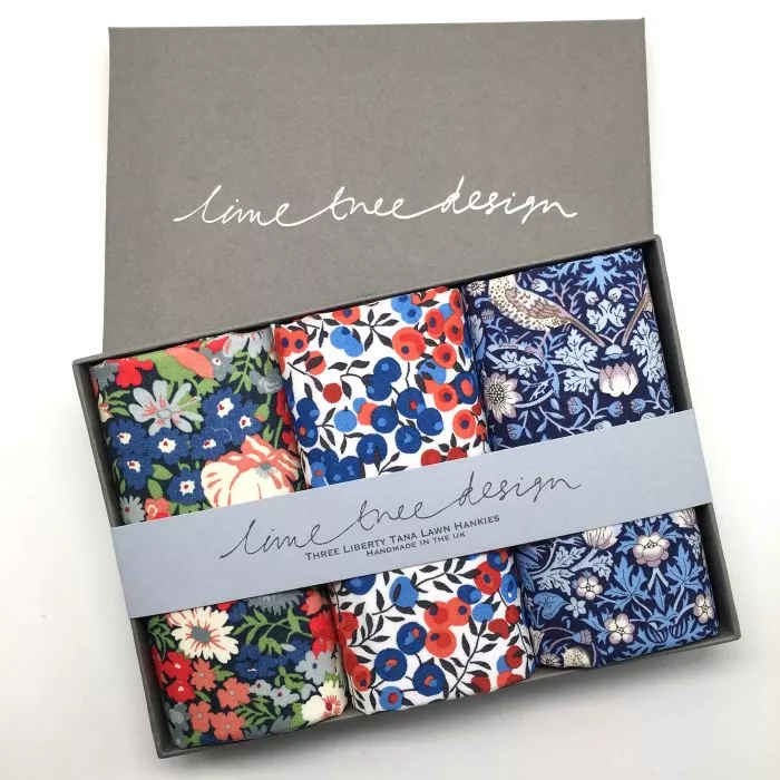 Percy Thrower Set of 3 Liberty Print Cotton Handkerchiefs