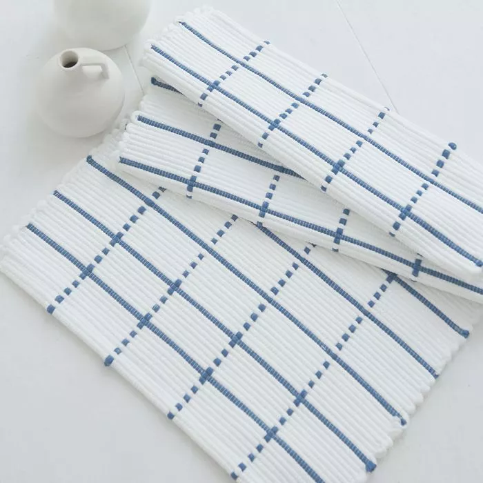 Blue Check  Bath Mat 