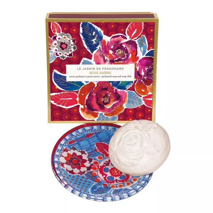 Fragonard Rose Ambre Soap &amp; Soap Dish 