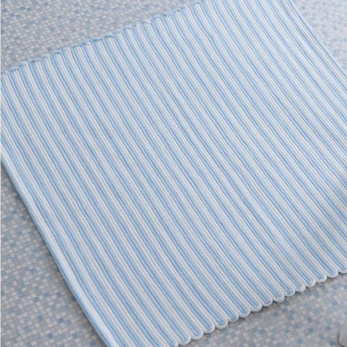 Blue and White Stripey Shower Mat