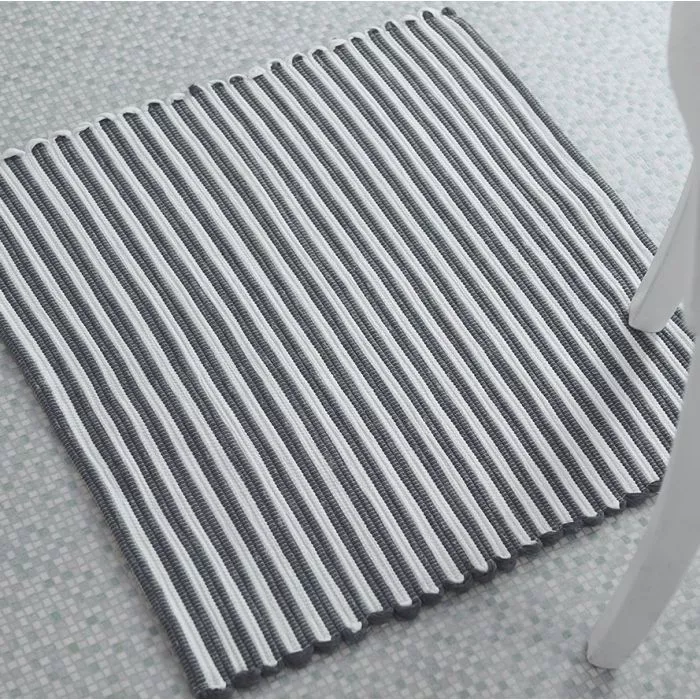 Grey and White Stripey Shower Mat 