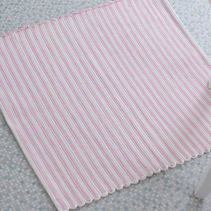 Pink and White  Stripey Shower Mat 