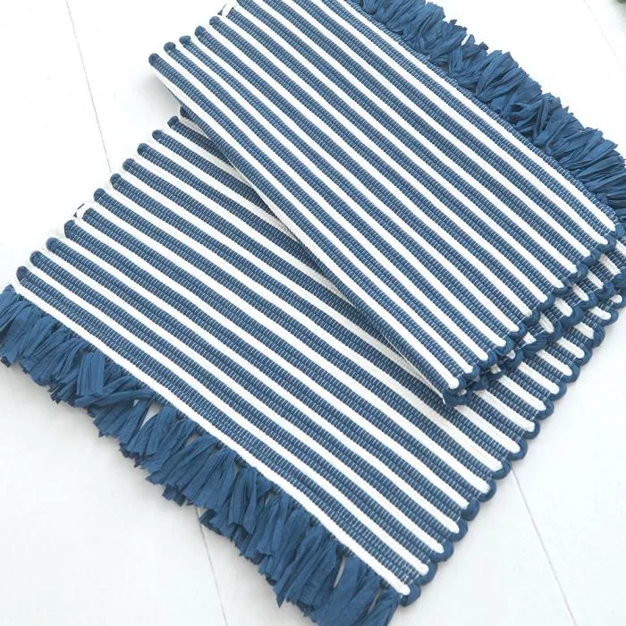 Navy Stripey Bath Mat 