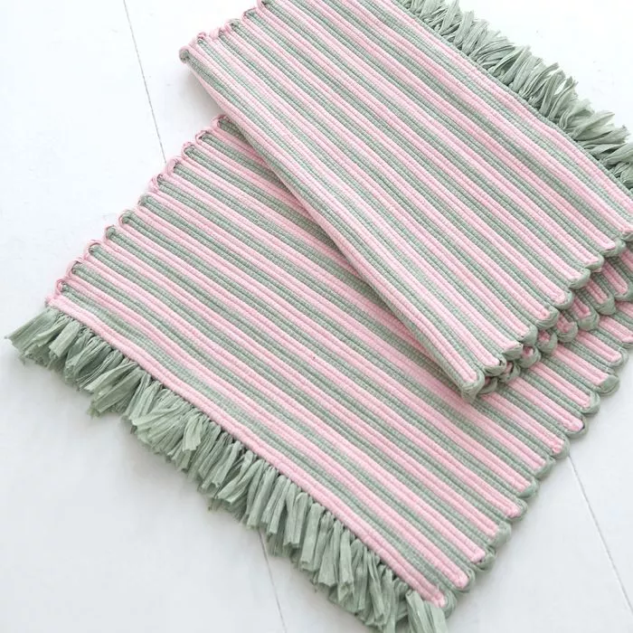 Pink and Green Stripey Bath Mat 