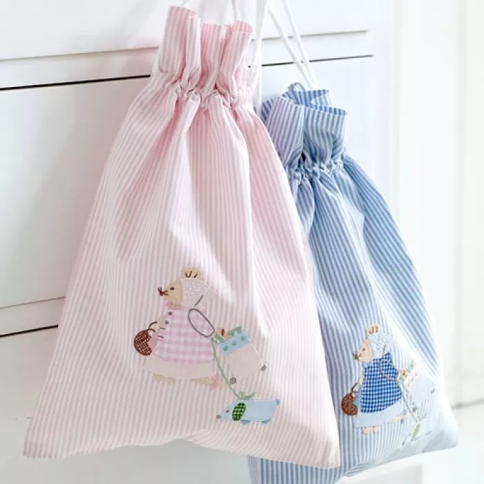 Pink And Blue Stripe Cotton Bags