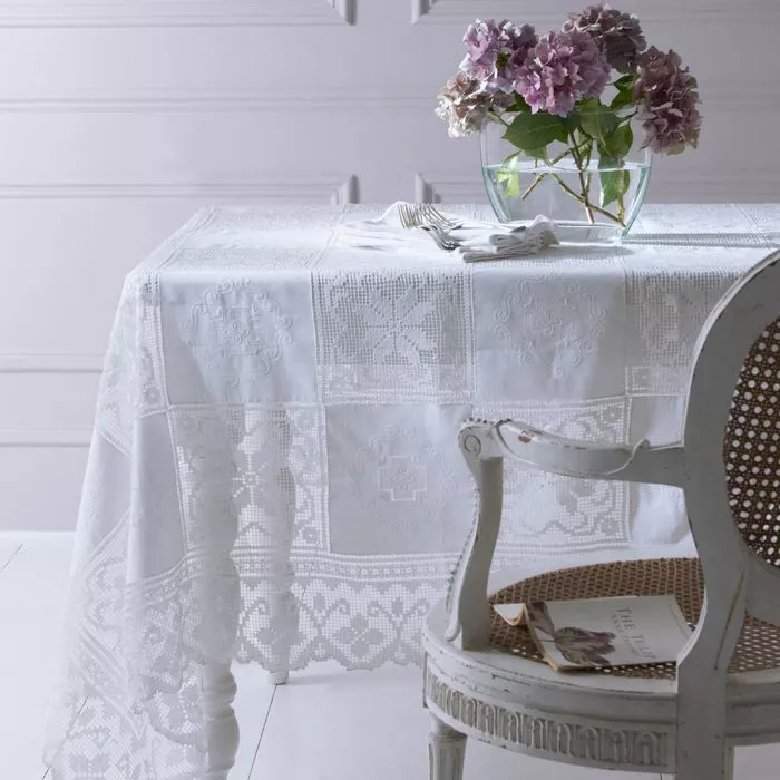 Army and Navy White Linen Tablecloth 72 x 108